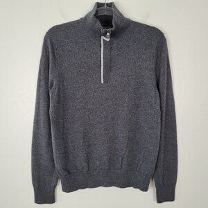 Banana Republic Men's Sweater Merino Wool Quarter Zip Gray Size M